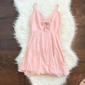 pink adjustable tie front dress